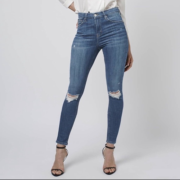 Topshop Denim - Topshop Jamie Distressed High Rise Skinny Jeans